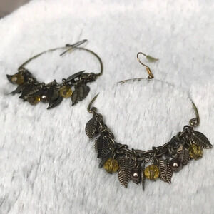 ✨ ADD $8 Faeriecore Fairy fae faerie forest fairy leaf green beaded hoops